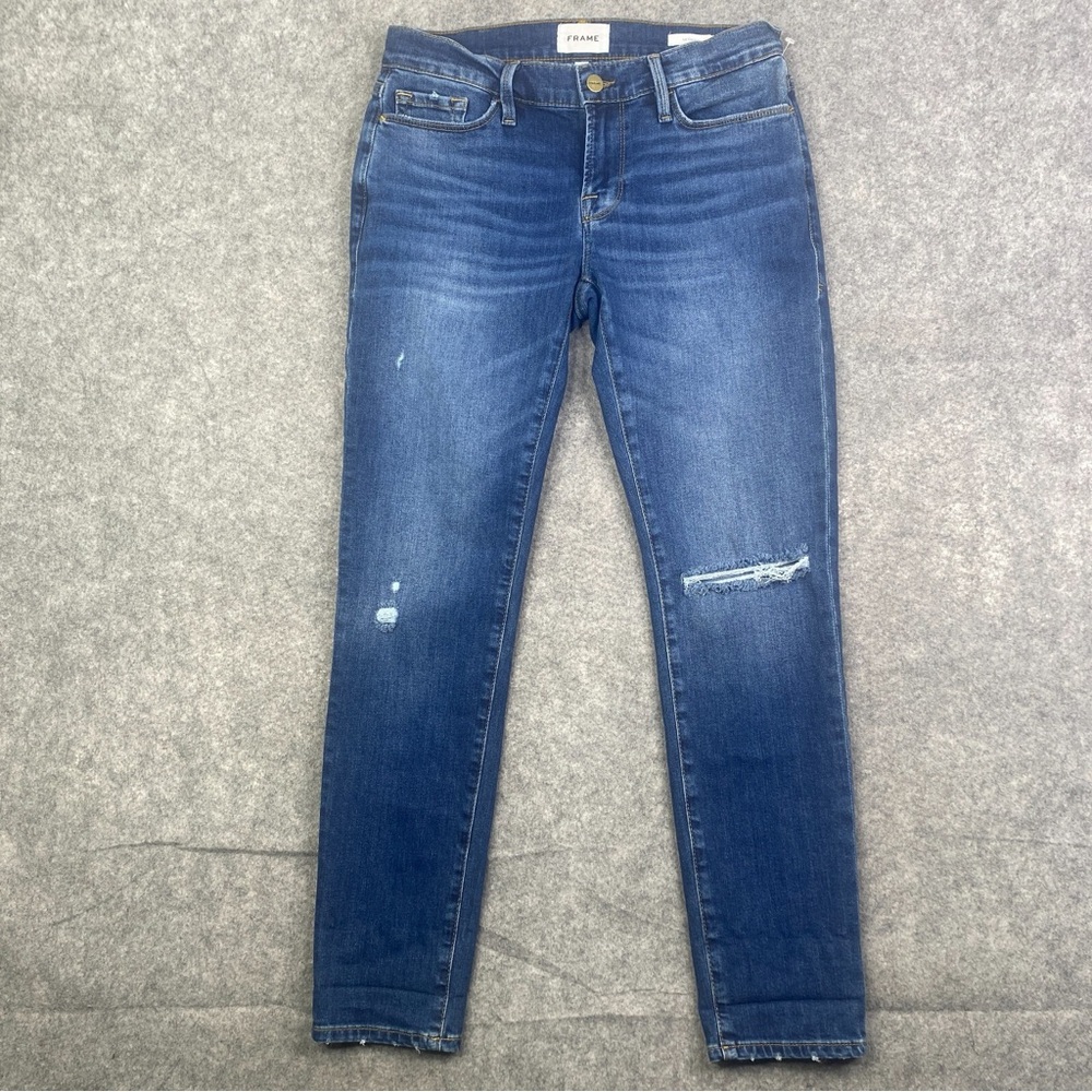 Frame Le Garvon Women's Blue Distressed Jeans
